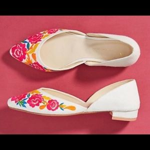 NEW ANTHROPOLOGIE — BRAND NEW, FLORAL D’ORSAY FLATS, SIZE 8